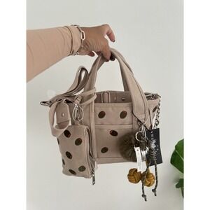 NEW! Madden Girl • Beige Mini Tote w/ Olives 🫒 • Crossbody Purse • Bag Charms